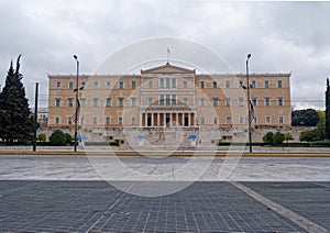 Athens, the greek parliament neoclassical building on constitution square