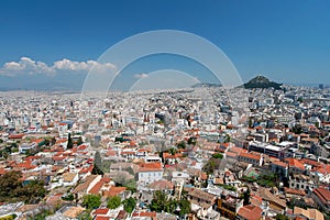 Athens and Lykavitos Hill from Acropolis, Athens, Greece