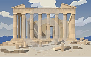 Athens. Parthenon. Acropolis. vector.