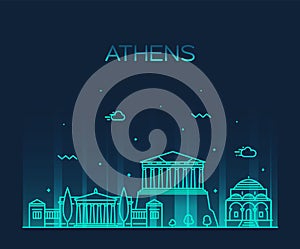 Athens skyline, Greece. vector linear style city