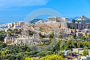 Athens in summer, Greece. Panorama of Acropolis hill