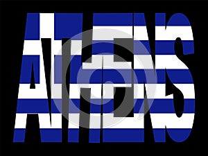 Athens text with Greek flag