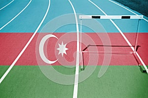 Athetic running track with with blending Azerbaijan flag photo