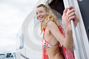 Athetic woman preparing for beach time photo