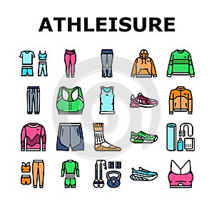 athleisure clothing fashion icons set vector photo