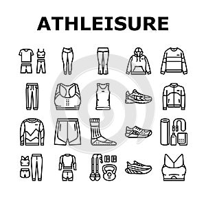 athleisure clothing fashion icons set vector photo