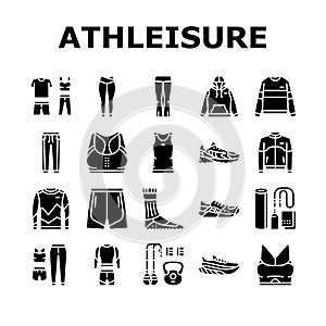 athleisure clothing fashion icons set vector photo