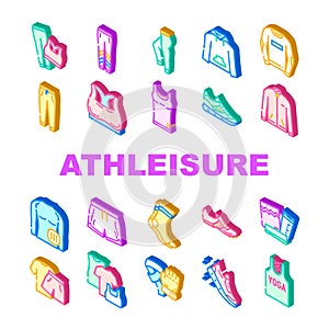 athleisure clothing woman fashion icons set vector