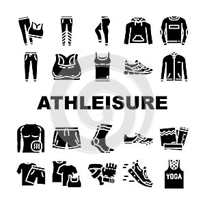 athleisure clothing woman fashion icons set vector photo