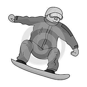 The athlete with the blue jacket and red pants on a snowboard.Snowboarder at the Olympics.Olympic sports single icon in