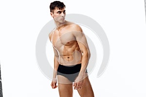 athlete bodybuilder fitness white background nude torso model