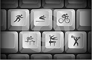 Athlete Icons on Computer Keyboard Buttons