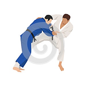 Athlete judoist, judoka, fighter in a duel, fight, match. Judo sport, martial art