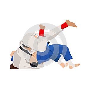 Athlete judoist, judoka, fighter in a duel, fight, match. Judo sport, martial art