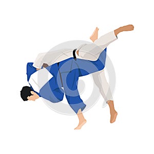 Athlete judoist, judoka, fighter in a duel, fight, match. Judo sport, martial art