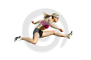 Athlete Jumping Against a White Background