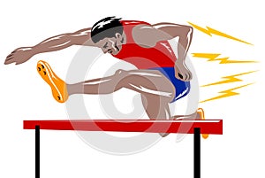 Athlete jumping the hurdle