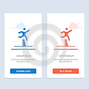 Athlete, Jumping, Runner, Running, Steeplechase  Blue and Red Download and Buy Now web Widget Card Template