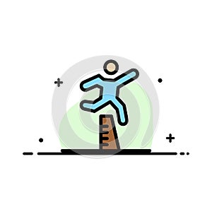 Athlete, Jumping, Runner, Running, Steeplechase  Business Flat Line Filled Icon Vector Banner Template