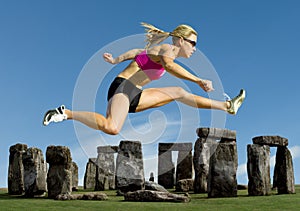 Athlete Jumps Over Stonehenge