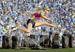 Athlete Jumps Over Stonehenge with a Crowd