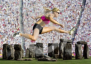 Athlete Jumps Over Stonehenge with a Crowd