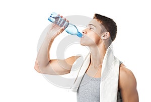 Athlete man drinking water