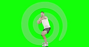 Athlete man practising shot put