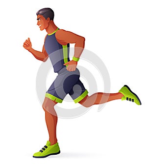 Athlete man running. Isolated vector illustration.