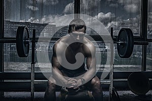 Athlete in old rusty gym