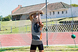 Athlete performing a hammer throw