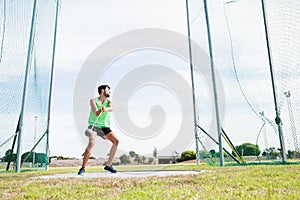 Athlete performing a hammer throw