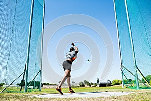 Athlete performing a hammer throw