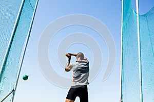 Athlete performing a hammer throw