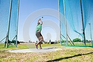 Athlete performing a hammer throw