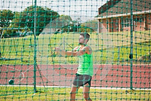 Athlete performing a hammer throw