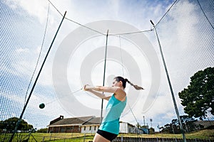 Athlete performing a hammer throw
