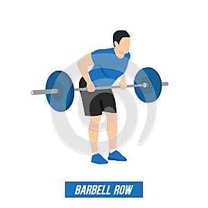 The athlete performs the bent-over rows exercise