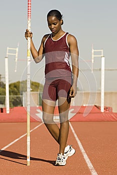 Athlete Preparing For Pole Vault