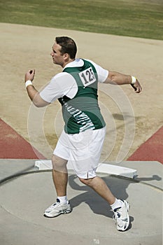 Athlete Preparing To Throw A Discus