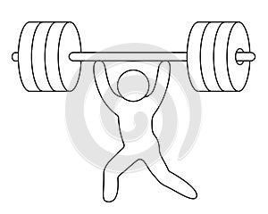 The athlete raises the barbell. Weightlifting.