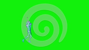 Athlete X-Ray Hitting A Golf Ball, Green Screen Chromakey