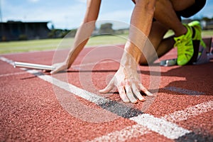 Athlete ready to start the relay race