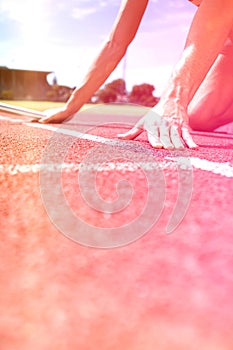 Athlete ready to start relay race