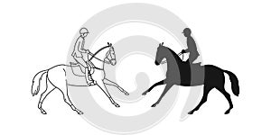 Athlete riding horse. Vector illustration photo