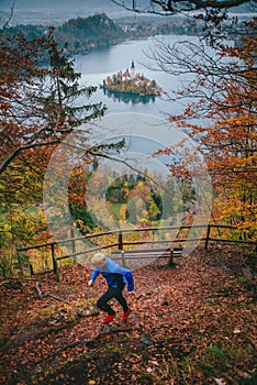 Athlete run in Forest in Bled, Slovenia