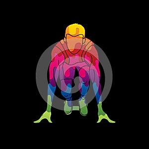 Athlete runner, Start running, jogging , sprinter graphic vector