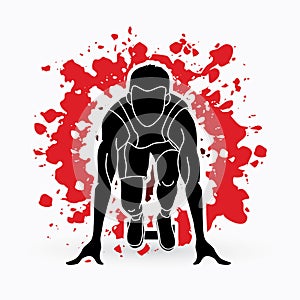 Athlete runner, Start running, jogging , sprinter graphic vector