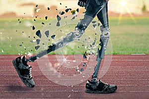 Athlete runs a marathon with prostheses -3D-Illustration