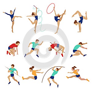 Athlete set isolated on white background. Olympic athletes vector illustration